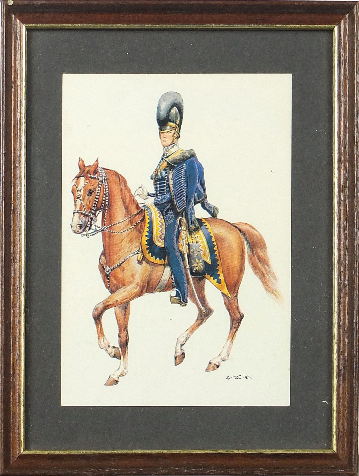 Soldiers on horseback, set of eight military interest prints in colour, each indistinctly signed, - Image 11 of 33