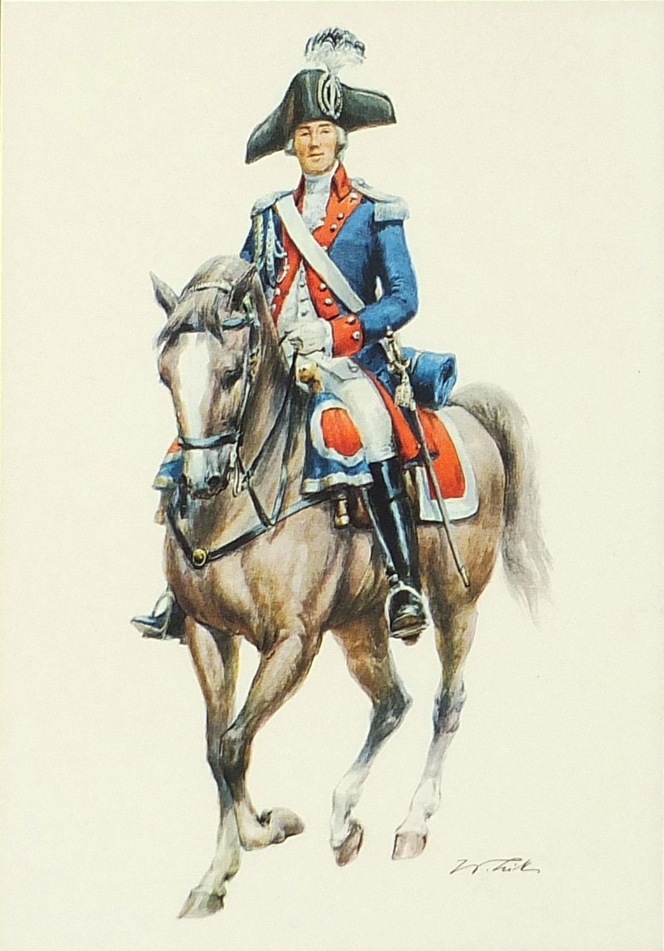 Soldiers on horseback, set of eight military interest prints in colour, each indistinctly signed, - Image 30 of 33