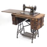 Victorian White Rotary sewing machine table with sewing machine, 78cm H x 86cm W x 46cm D