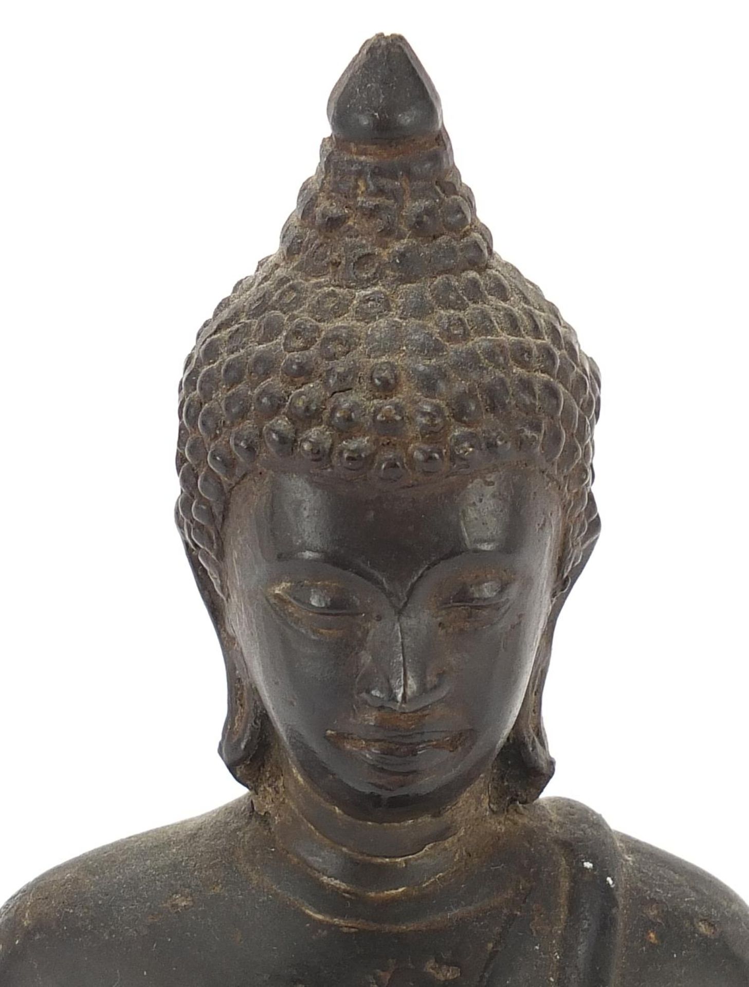 Burmese patinated bronze figure of seated Buddha, 20.5cm high - Image 2 of 7