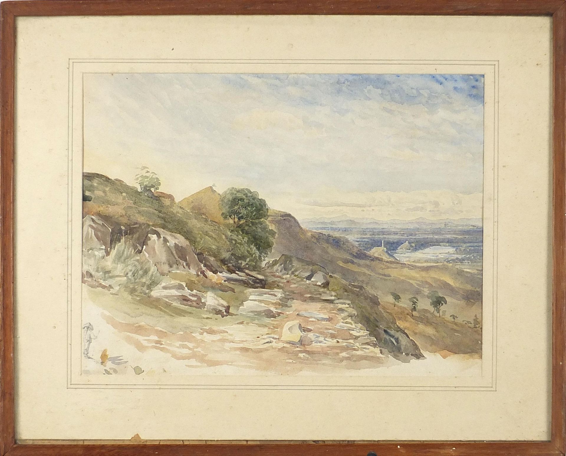 Manner of Cornelius Varley - Mountainous landscape, watercolour, inscribed verso, mounted, framed - Image 2 of 5
