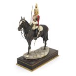 David Fryers Studio, Large military interest porcelain figure of a mounted lifeguard astride a horse