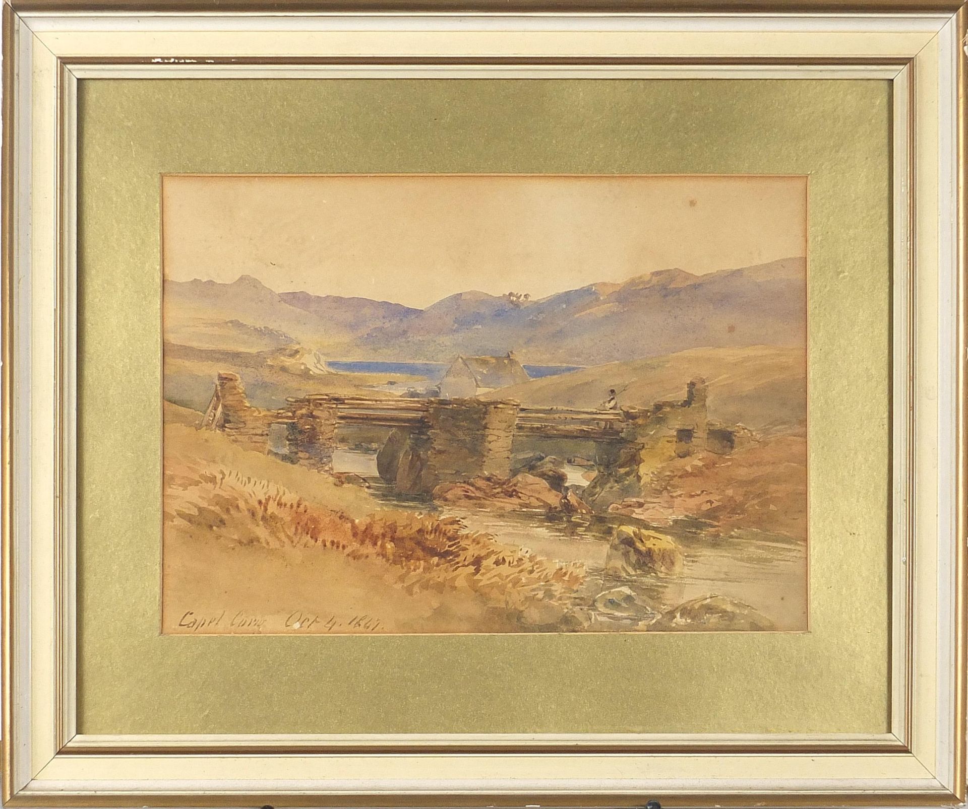 Capel Curig, 19th century Welsh watercolour, mounted, framed and glazed, 31.5cm x 21.5cm excluding - Image 2 of 4