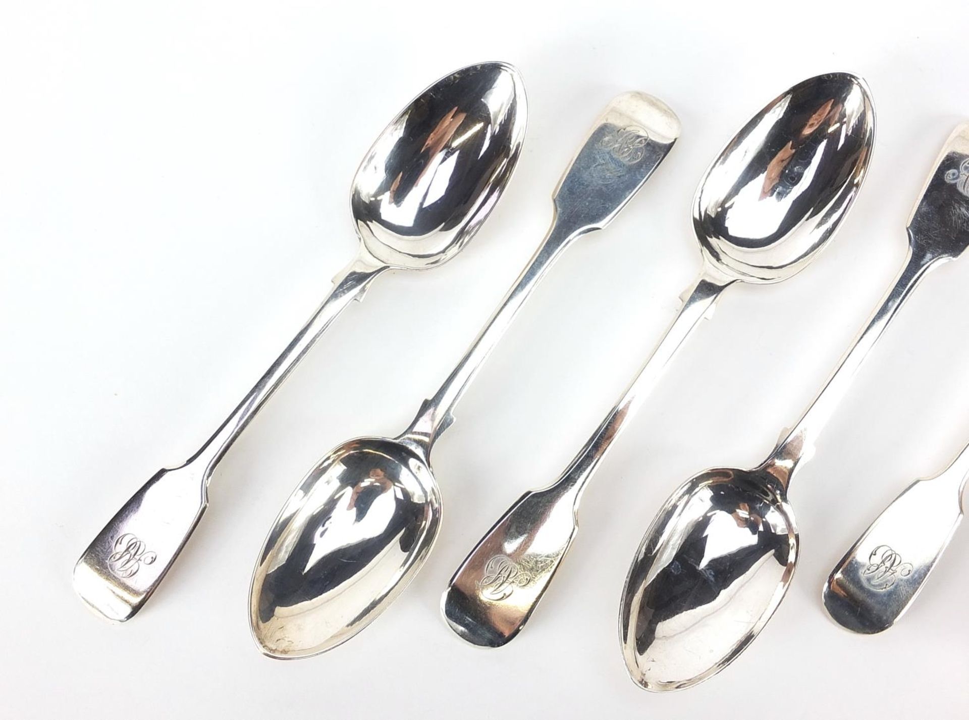 Robert Wallis, set of six Victorian silver teaspoons with fitted case, London 1843, 14cm in - Image 3 of 9