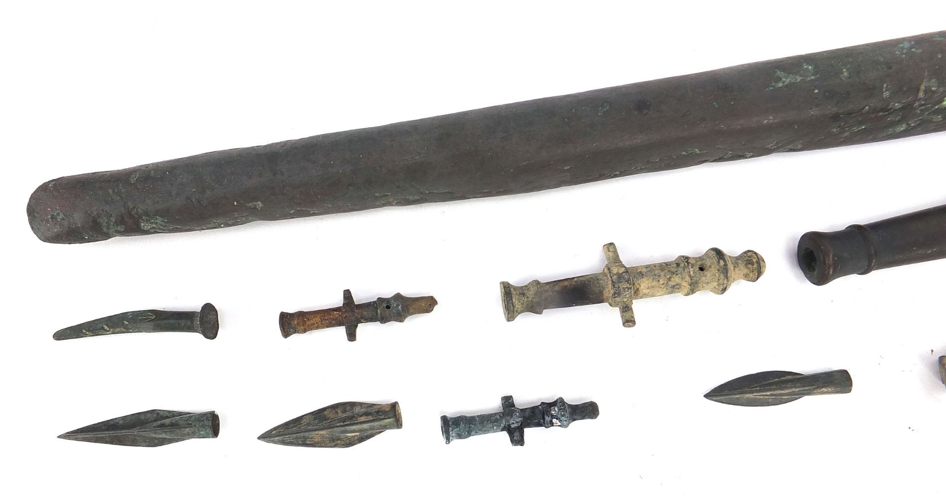 Metal antiquities including spear heads and cannon barrels, the largest 27cm in length - Image 2 of 6