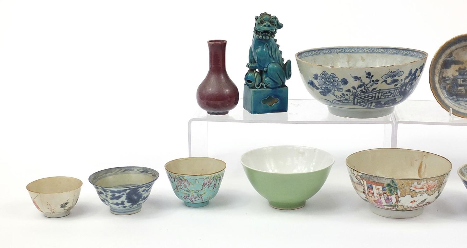 Chinese porcelain including a celadon glazed bowl and sang de boeuf vase, the largest 20.5cm in - Image 2 of 6