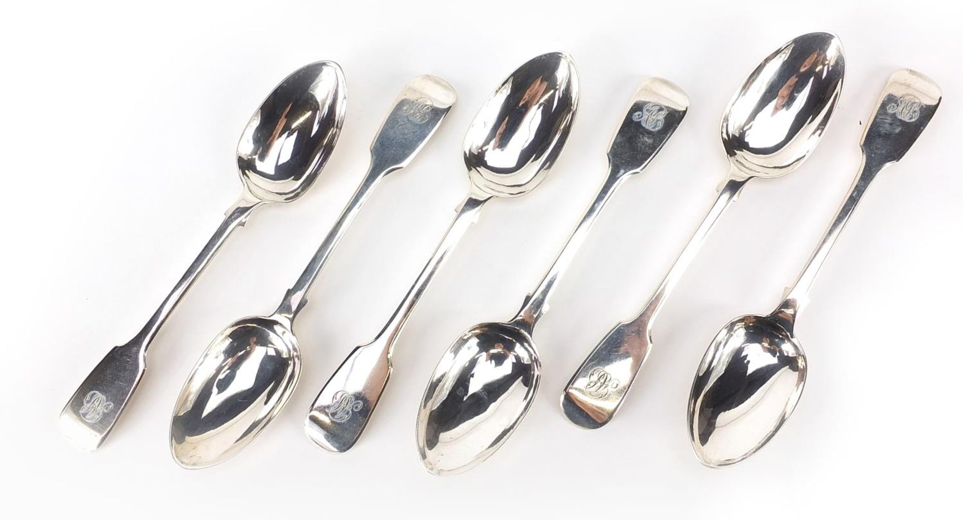 Robert Wallis, set of six Victorian silver teaspoons with fitted case, London 1843, 14cm in - Image 2 of 9