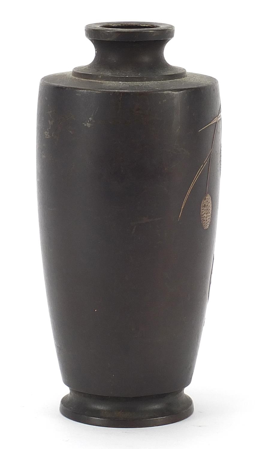 Japanese bronze and mixed metal vase decorated with a chick, 14cm high - Image 4 of 6