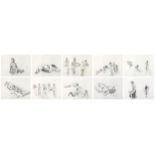 Ten life drawings of females, charcoal on paper, unframed, each 83.5cm x 59.5cm