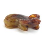 Chinese russet jade carving of a water buffalo, 5cm in length