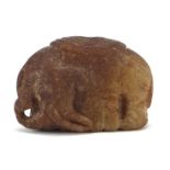 Chinese russet jade carving of a elephant, 4.5cm in length