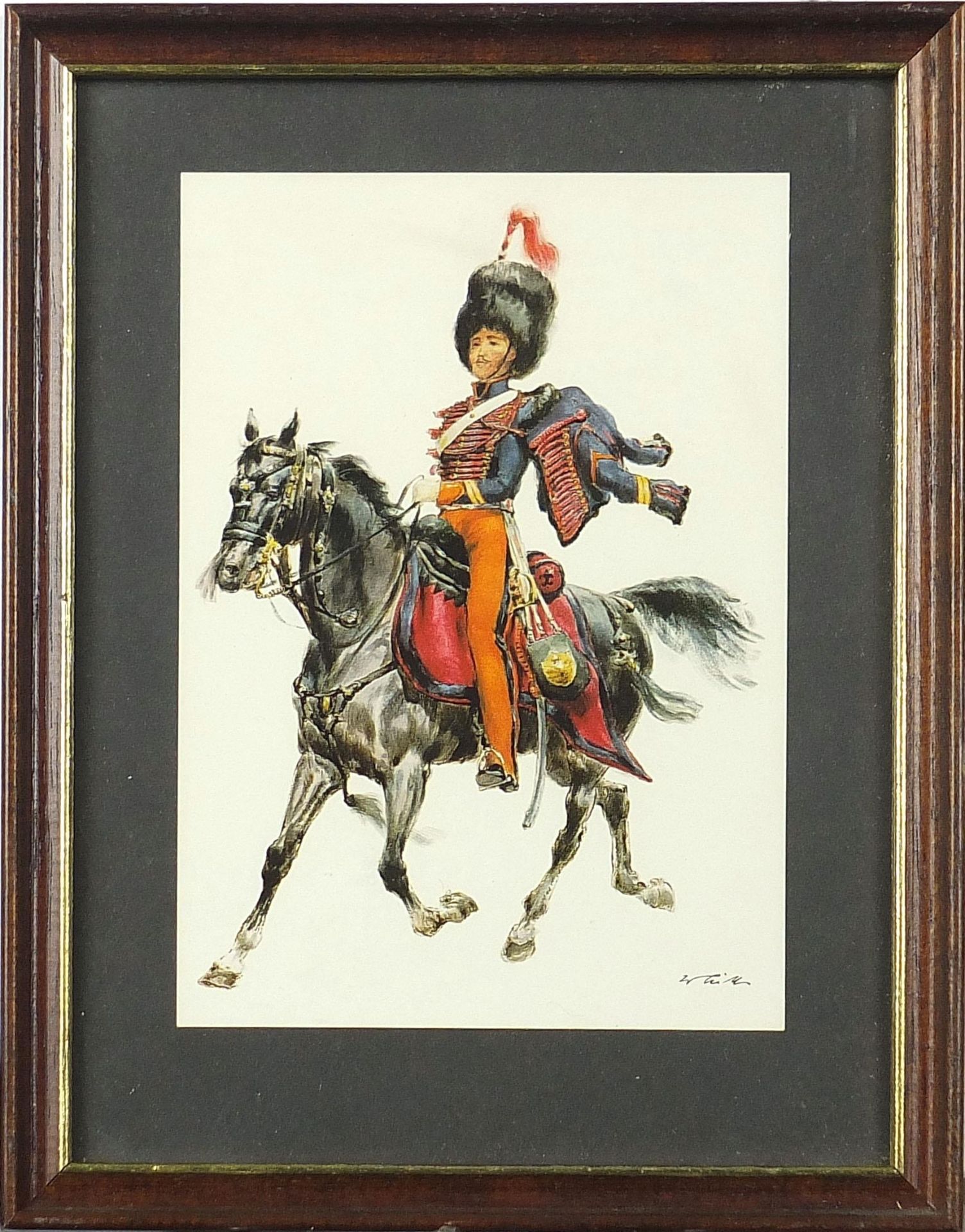 Soldiers on horseback, set of eight military interest prints in colour, each indistinctly signed, - Image 15 of 33