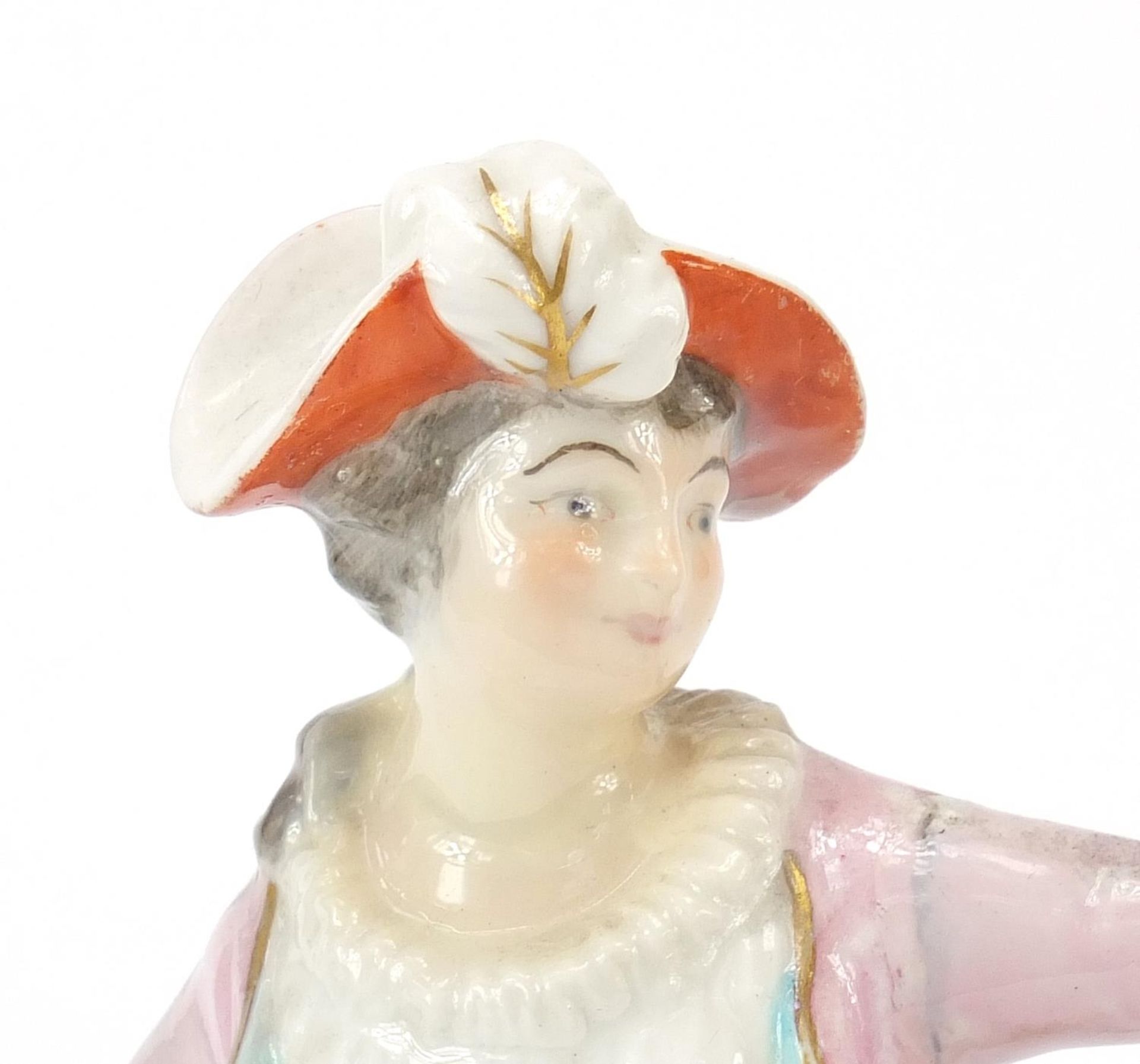 Pair of 18th century Derby porcelain figures of a shepherd and shepherdess, each incised N55 to - Image 2 of 6