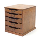 Industrial oak 1920's/30's five drawer specimen/filing chest, 31cm H x 27cm W x 31cm D