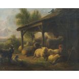 Jan Van Ravenswaay - Farm scene with young boy and sheep, 19th century Dutch school oil on wood