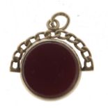 Edwardian silver bloodstone and carnelian spinner fob, hallmarked Birmingham 1897, 2.5cm high, 6.8g