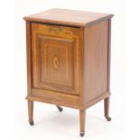 Edwardian inlaid mahogany cupboard with drop down front, 66cm high x 41cm W x 35cm D