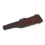 Vintage leather leg of mutton gun case with carry handle, the side stamped GR, 76cm in length
