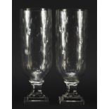 Pair of Georgian design cut glass celery vases, 34cm high