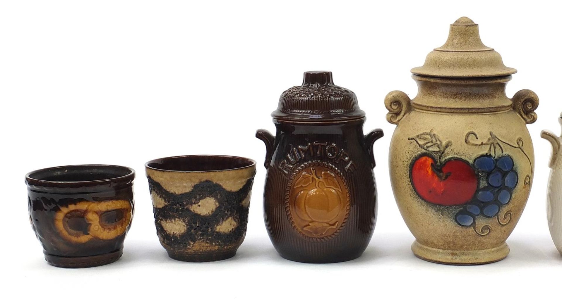 West German pottery to include four rumtopfs, one boxed and two planters, the largest 38cm high - Image 3 of 9