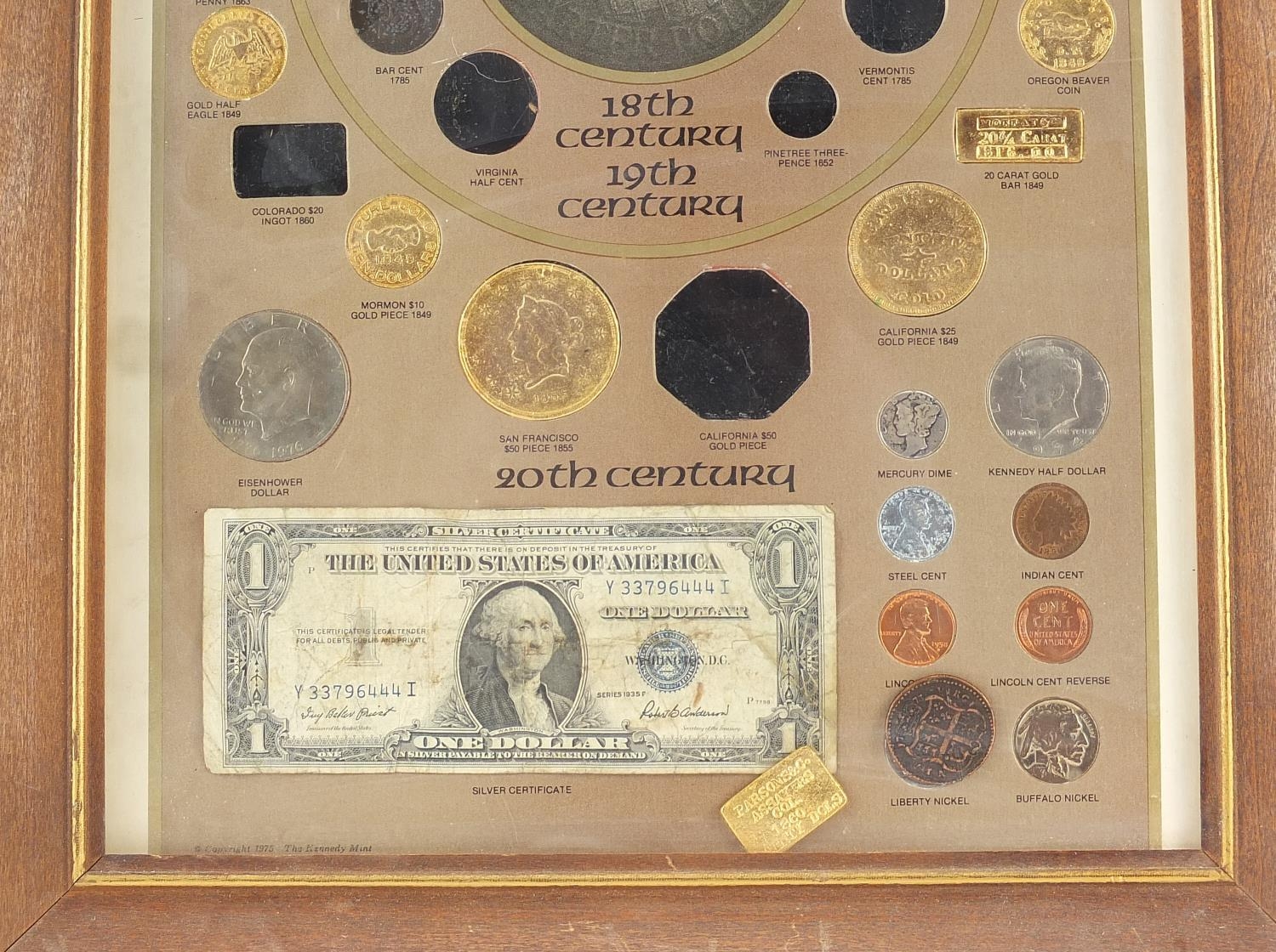20th century Bicentennial Coin Collection by The Kennedy Mint, framed and glazed, 35cm x 27cm - Image 3 of 4