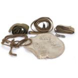 Militaria including canvas belts and material inscribed RAF Butcher EW 1868049