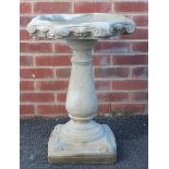 Stoneware garden pedestal birdbath, 67cm high