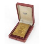 Gilt bronze shooting medal, housed in a Fraisse-Demey of Paris box, the medal 9cm high x 6cm wide