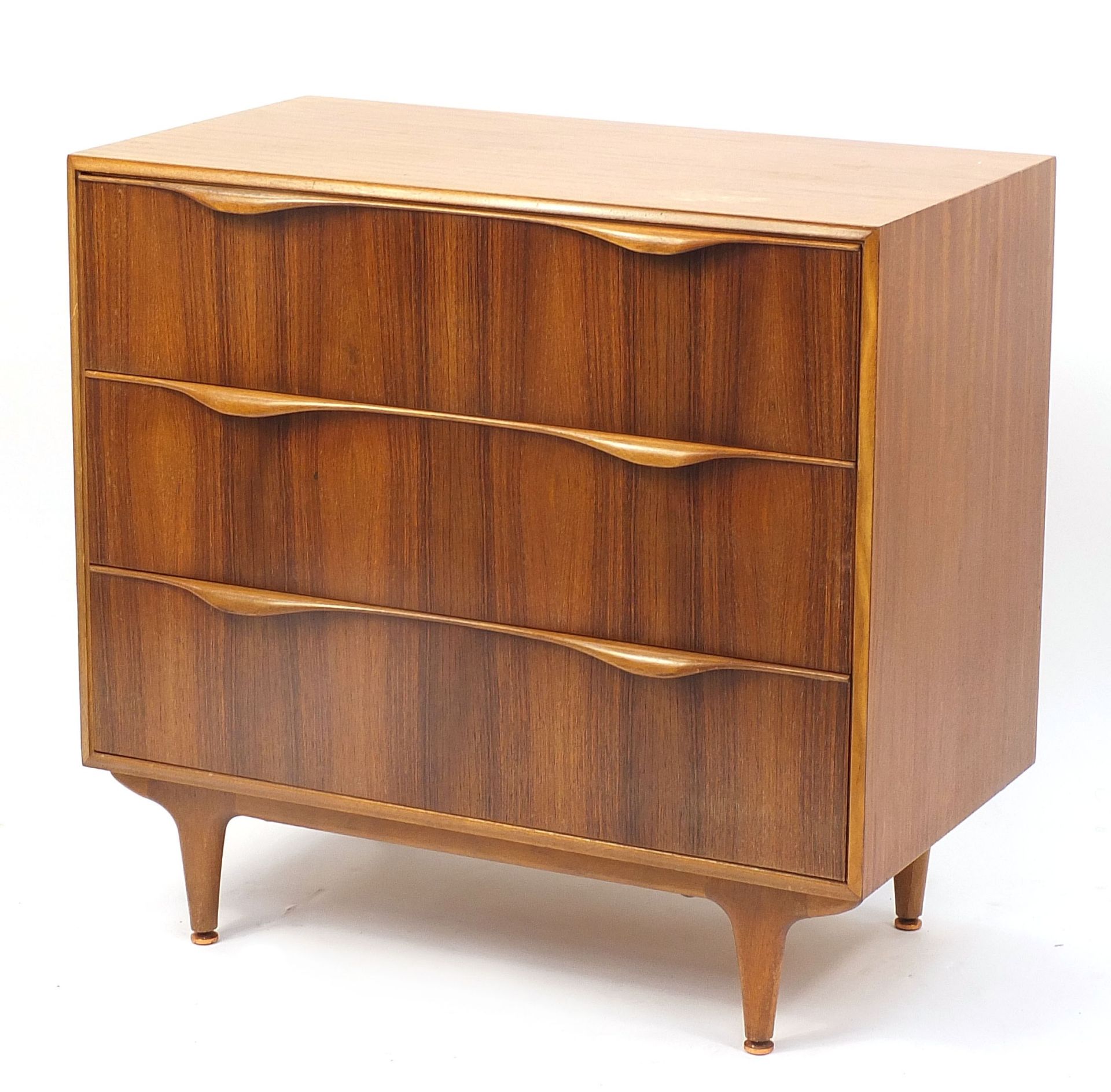 Gordon Russell, teak three drawer chest, 79cm H x 84cm W x 46cm D