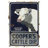 Coopers Cattle Dip enamel advertising sign, 76.5cm x 71cm