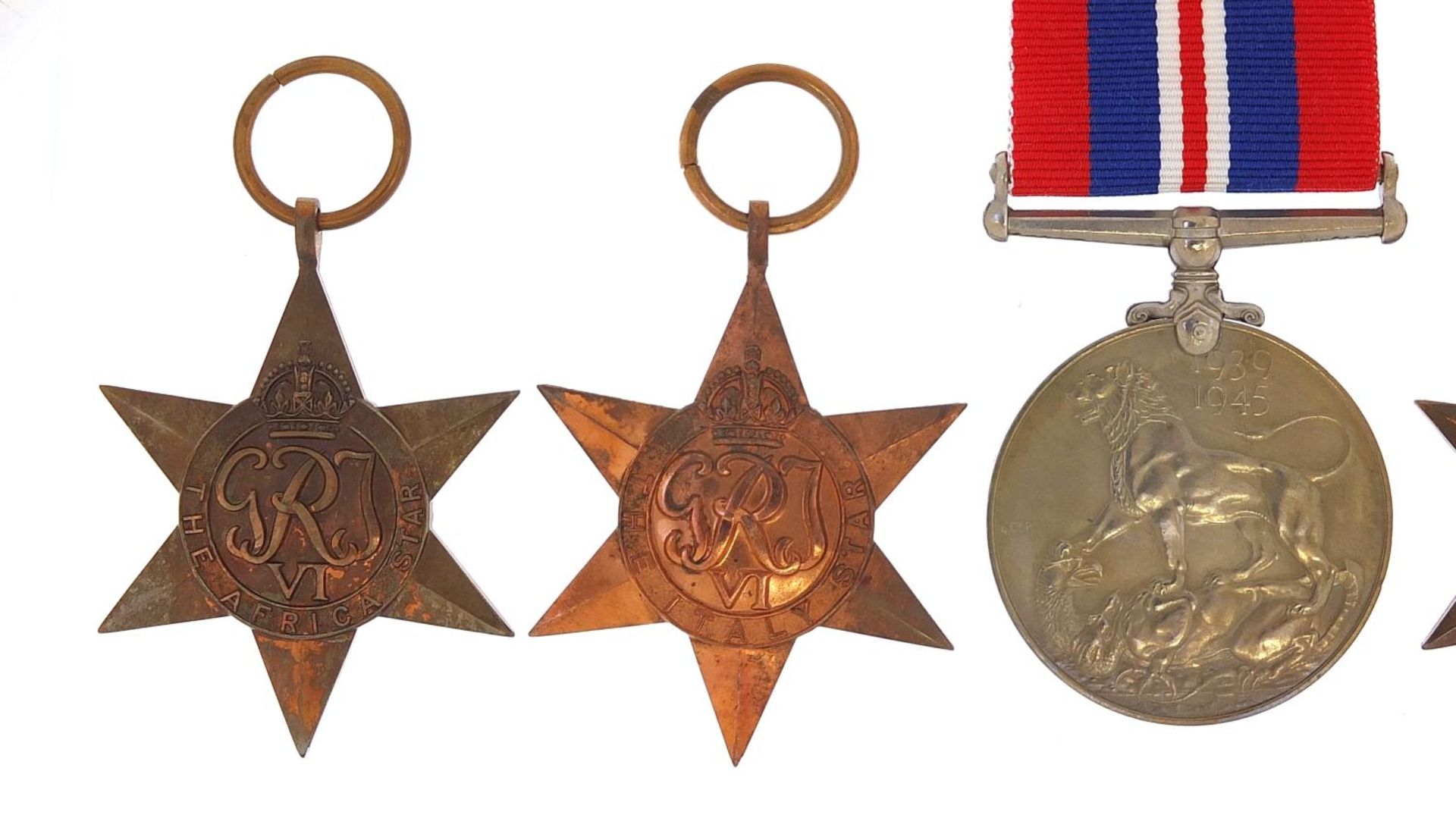 Four British military World War II medals with box of issue inscribed Mr T J Couston - Image 3 of 6