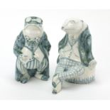 Two Rye pottery animals comprising toad and badger, the largest 19cm high