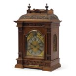 German walnut cased striking bracket clock, the dial having Roman numerals, presented to Inspector