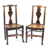 Pair of antique elm side chairs, 93cm high