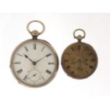 Waltham, gentlemen's silver open pocket watch and a ladies silver pocket watch, 52mm and 40mm in