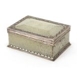 Omar Ramsden, Victorian silver and shagreen cigarette box with hinged lid, engraved Omar Ramsden