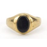 9ct gold black onyx signet ring, size I, 1.5g