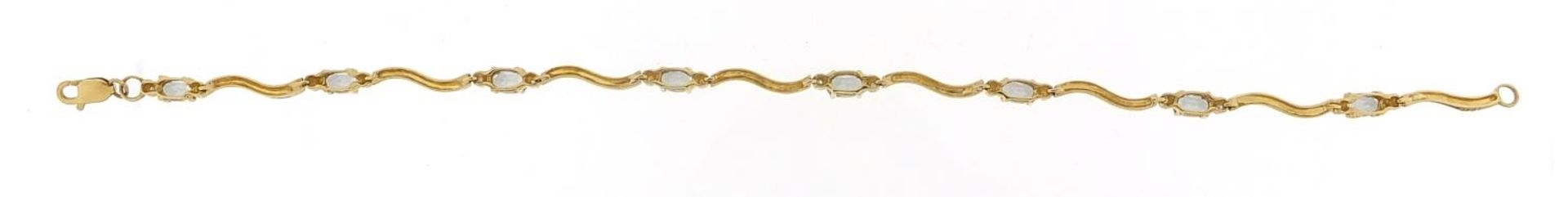 9ct gold mystic topaz and diamond bracelet, 18cm in length, 4.2g - Image 3 of 4