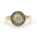 Indian silver gilt diamond ring, size Q, 4.8g