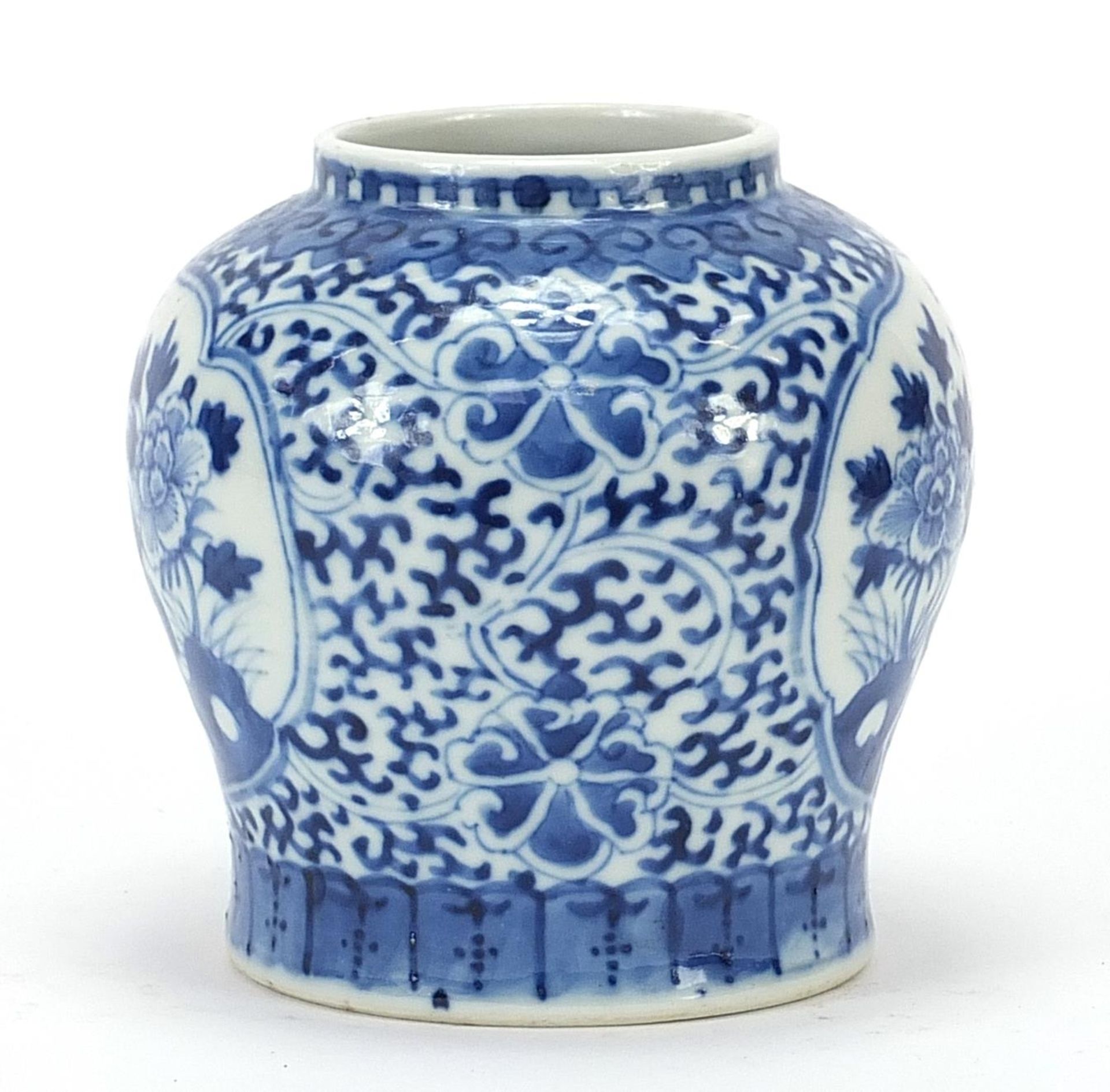 Chinese blue and white porcelain vase hand painted with flowers, six figure character marks to the - Image 6 of 10