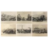 Set of six 19th century Chinese engravings and etchings including The Shih Mun or Roch Gates, Island