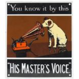 His Master's Voice enamel advertising wall plaque, 25cm high