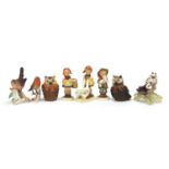 Eight Goebel West German figures to include birds and children, the largest 12cm high