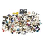 Large collection of costume jewellery earrings including some silver