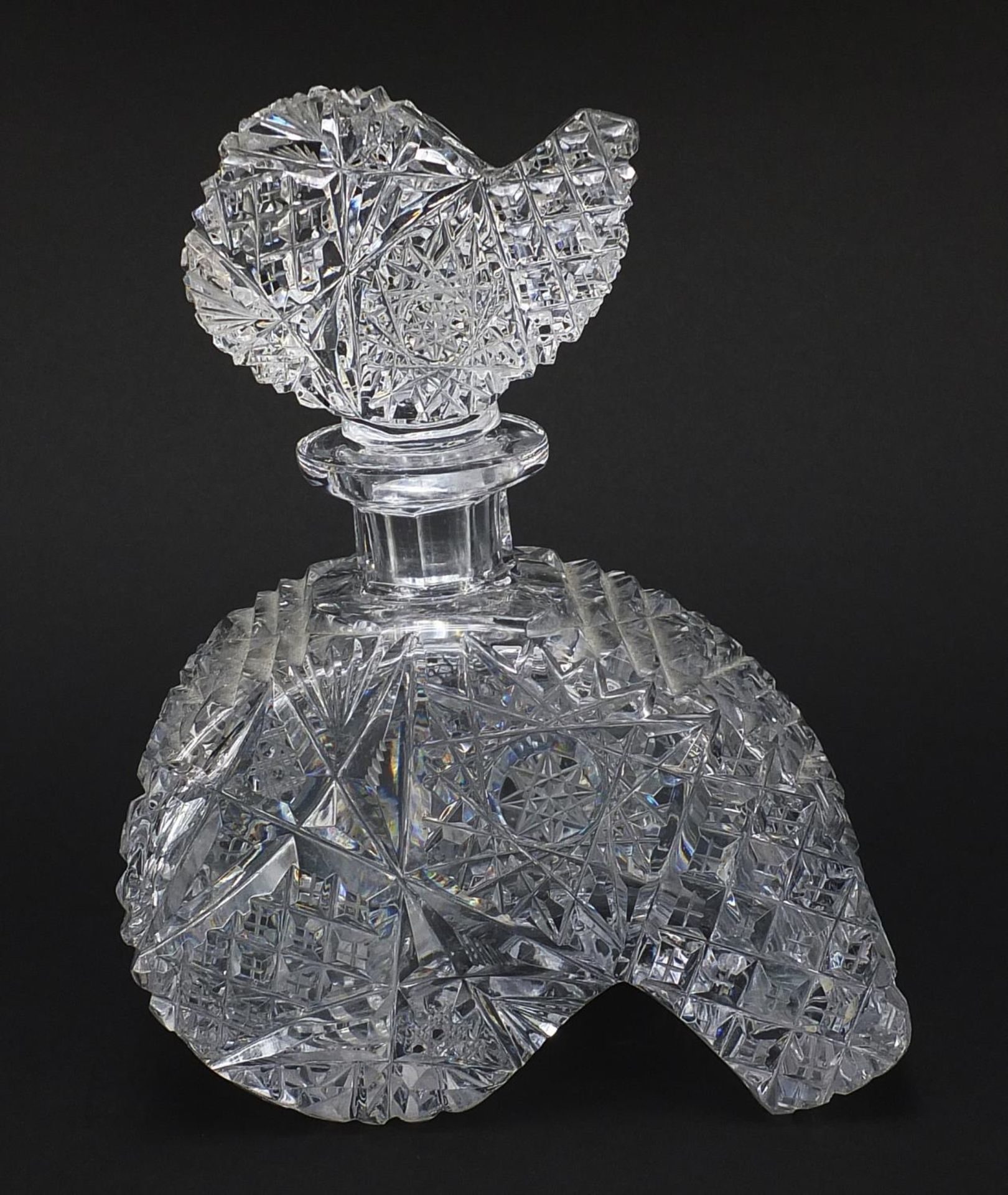 Heavy lead crystal scent bottle with stopper, 20cm high - Image 3 of 7