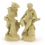 Pair of late 18th century pottery figures after Piere Stephan, 24cm high