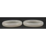 Two Chinese white jade bangles, 7.8cm in diameter