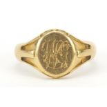 18ct gold signet ring, Birmingham 1919, size Q, 9.9g