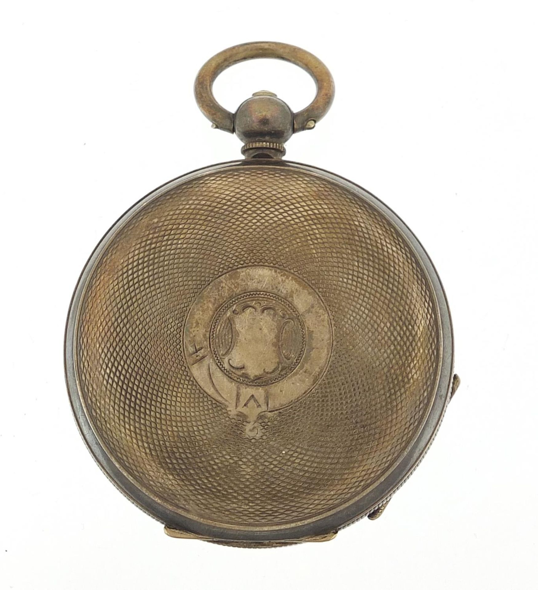 H E Peck, gentlemen's silver open face pocket watch with enamel dial, 50mm in diameter - Bild 2 aus 4