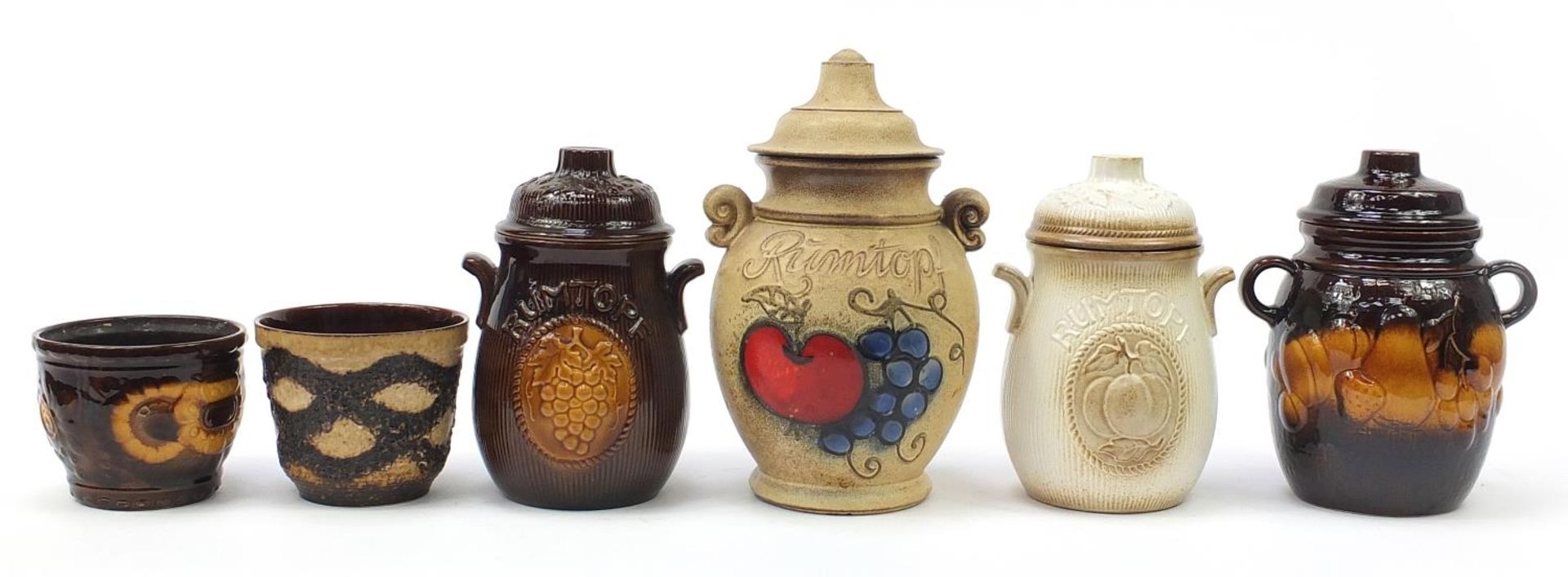 West German pottery to include four rumtopfs, one boxed and two planters, the largest 38cm high - Image 5 of 9